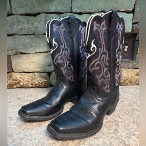 Justin BootsWomen’s Black Leather Western Cowgirl Boots 5D